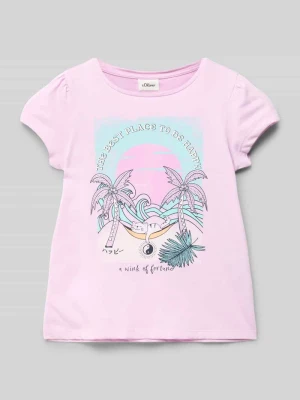 T-shirt rozkloszowany z błyszczącym nadrukiem s.Oliver RED LABEL