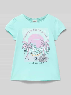 T-shirt rozkloszowany z błyszczącym nadrukiem s.Oliver RED LABEL