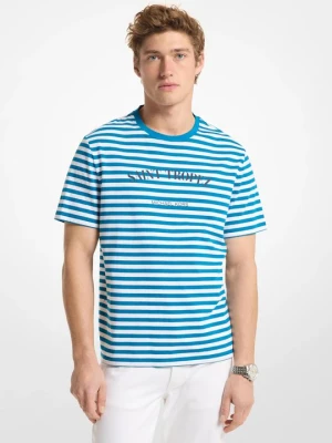 T-shirt Saint Tropez z bawełnianego dżerseju w paski Michael Kors TURKUSOWY (Niebieski)