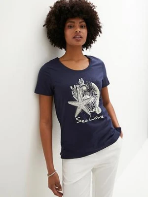 T-shirt Sea Love BonPrix niebieski