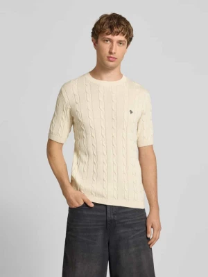 T-shirt Slim Fit o wyglądzie dzianiny REVIEW Écru