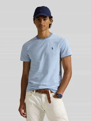 T-shirt Slim Fit z czystej bawełny Polo Ralph Lauren Błękitny
