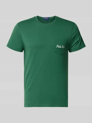 t-shirt Slim Fit z czystej bawełny z nadruk polo bear i nadruk z motywem Polo Ralph Lauren Ciemnozielony