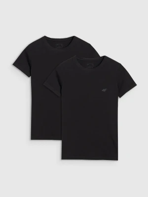 4F T-shirt slim gładki damski (2-pack) - czarny S
