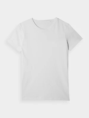T-shirt slim gładki damski - biały 4F