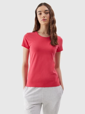 T-shirt slim gładki damski - czerwony 4F
