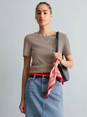 T-shirt slim Marc O'Polo hnědá