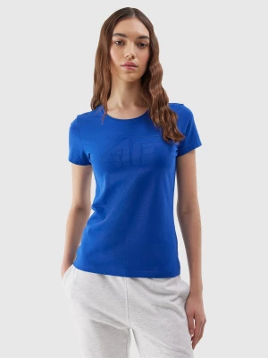 T-shirt slim z nadrukiem damski - kobaltowy 4F