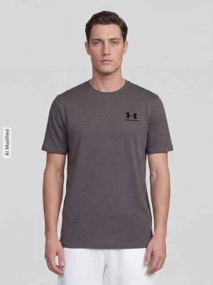 t-shirt sport o kroju regular fit z mieszanki bawełny Under Armour Antracytowy melanż