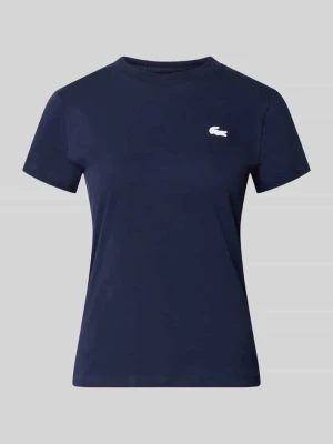 t-shirt sport o kroju slim fit z mieszanki bawełny Lacoste Ciemnoniebieski