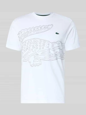 t-shirt sport w kroju regular fit z mieszanki bawełny Lacoste Biały