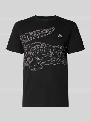 t-shirt sport w kroju regular fit z mieszanki bawełny Lacoste Czarny