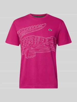 t-shirt sport w kroju regular fit z mieszanki bawełny Lacoste Mocnoróżowy