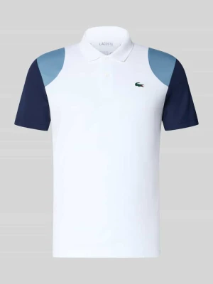 t-shirt sport w styl color blocking, krój regular fit Lacoste Biały