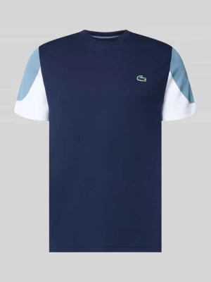 t-shirt sport w styl color blocking, krój regular fit Lacoste Ciemnoniebieski