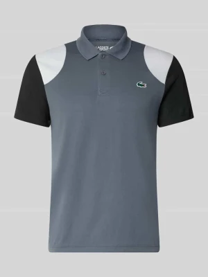 t-shirt sport w styl color blocking, krój regular fit Lacoste Średnioszary