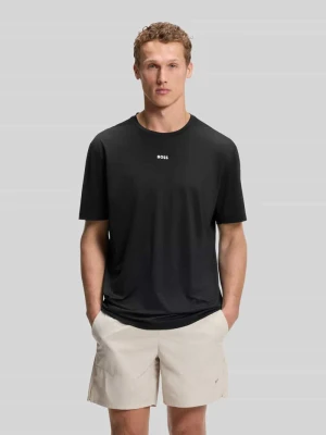t-shirt sportowy krój slim fit z nadruk z logo model 'TS_Active' Boss Czarny