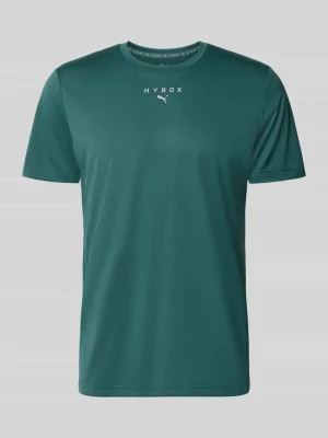 t-shirt sportowy o kroju regular fit z nadruk z logo model 'M PUMA X HYROX' Ciemnozielony
