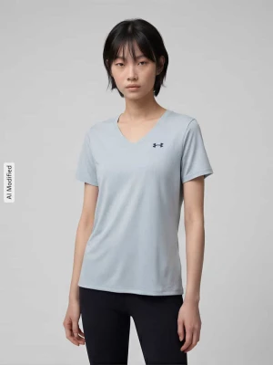 t-shirt sportowy o kroju regular fit z nadrukiem z logo model 'Tech SSV- Twist' Under Armour Jasnoszary