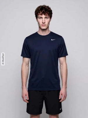 t-shirt sportowy o kroju regular fit z nadrukiem z logo Nike Ciemnoniebieski