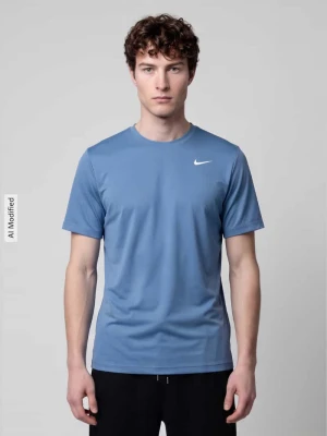 t-shirt sportowy o kroju regular fit z nadrukiem z logo Nike Niebieski