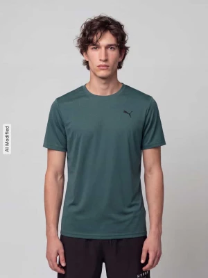 t-shirt sportowy o kroju regular fit z nadrukiem z logo Puma Ciemnozielony
