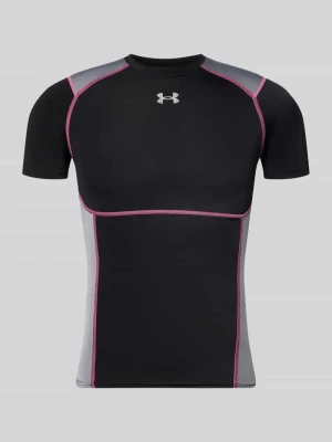 t-shirt sportowy o kroju slim fit z kontrastowymi szwami model 'HeatGear®' Under Armour Czarny