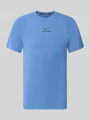 t-shirt sportowy o kroju slim fit z nadrukiem z logo model 'Pro' Nike Niebieski