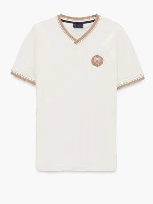 T SHIRT TENNIS CLUB 115 ECRU Z BAWEŁNY TYPU PIKA Recman