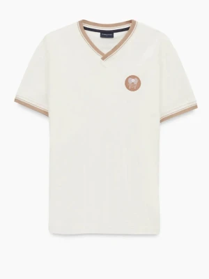 T SHIRT TENNIS CLUB 115 ECRU Z BAWEŁNY TYPU PIKA Recman