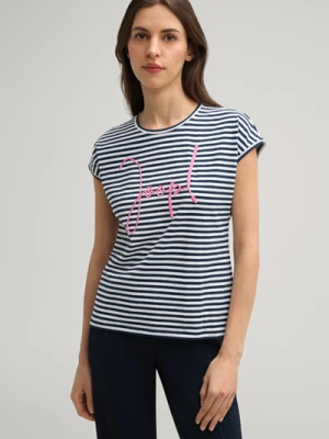 T-shirt Teri w paski w kolorze granatowo-białym Joop