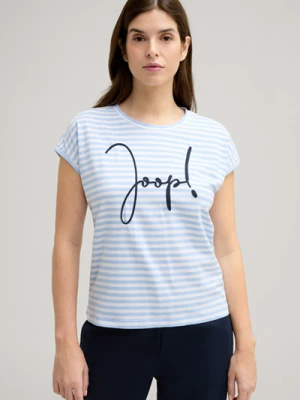 T-shirt Teri w paski w kolorze jasnoniebiesko-białym Joop