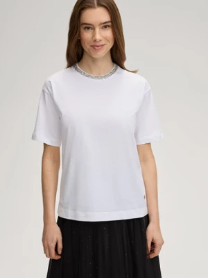 T-shirt Thei w białym kolorze z dżetami Joop