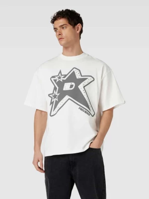 T-shirt typu oversized z nadrukiem z motywem REVIEW