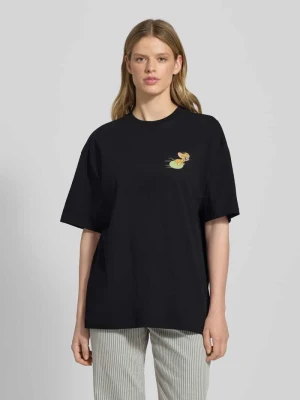 T-shirt typu oversized z nadrukiem z motywem REVIEW