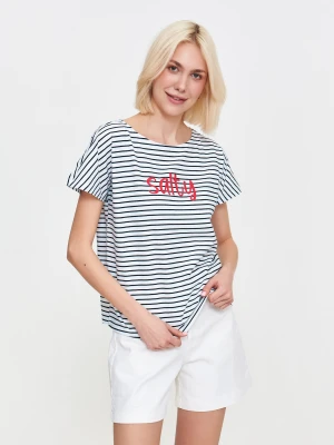 T-shirt w czarne paski z napisem Top Secret