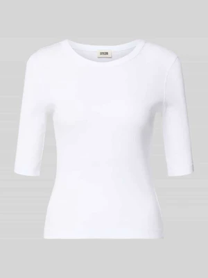 T-shirt w efekcie prążkowania model 'SELAY' Drykorn Biały