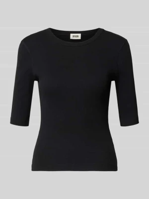 T-shirt w efekcie prążkowania model 'SELAY' Drykorn czarny