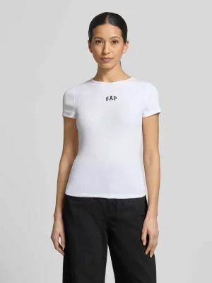 Zdjęcie produktu T-shirt w efekcie prążkowania z logo GAP Biały