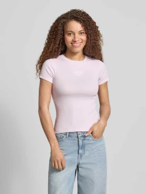 T-shirt w efekcie prążkowania z logo Guess Jeans
