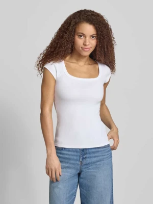 t-shirt w efekcie prążkowania z prostokątny dekolt model 'METTE' Topshop