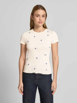 t-shirt w efekt prążkowania z hafty Jake*s Beżowy