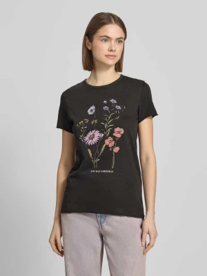 T-shirt w kroju regular fit z czystej Bawełna Model 'LUCY' Only Czarny