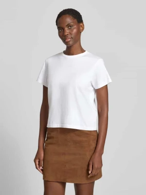 T-shirt w kroju regular fit z haftowanym logo Anine Bing Biały