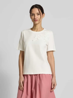 T-shirt w kroju regular fit z kwiatową aplikacją Christian Berg Woman Selection