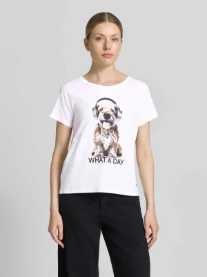 T-shirt w kroju regular fit z ozdobnymi kamieniami monari