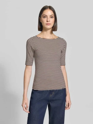 t-shirt w kroju slim fit z mieszanki bawełny Zero Ciemnobrązowy
