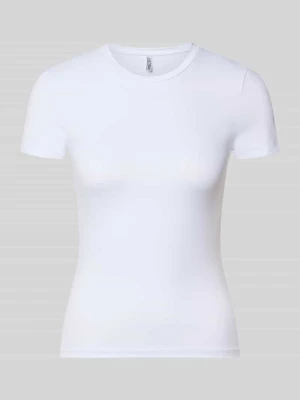 t-shirt w kroju slim fit z okrągłym dekoltem model 'LULA' Pieces Biały