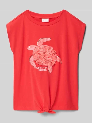 T-shirt w kształcie v z czystej bawełny s.Oliver RED LABEL