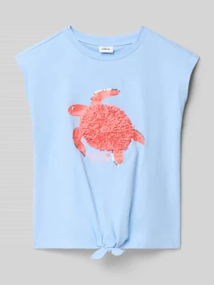 T-shirt w kształcie v z czystej bawełny s.Oliver RED LABEL